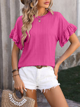 Solid Color Round Neck Short Sleeve T-shirt