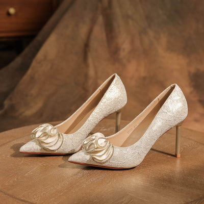 Stiletto Heel Applique High Heels Wedding Shoes