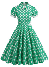 Retro Polka Dot Doll Collar Short Sleeve Dress