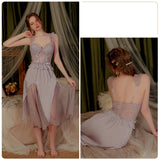 Lace Backless Suspenders Nightdress with Chest Pad