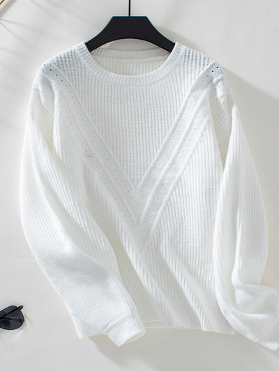 Casual Round Neck Long Sleeve Sweater