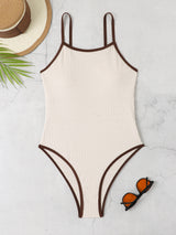 Sexy Solid Color One-piece Drawstring Backless Bikini