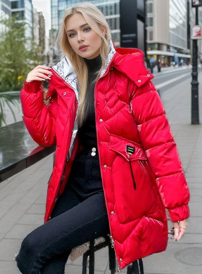 Medium and Long Glossy Cotton-padded Jacket