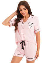 Loose Elastic Waist Home Pajamas Suit