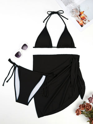 Solid Color Three-piece Pit Bikini