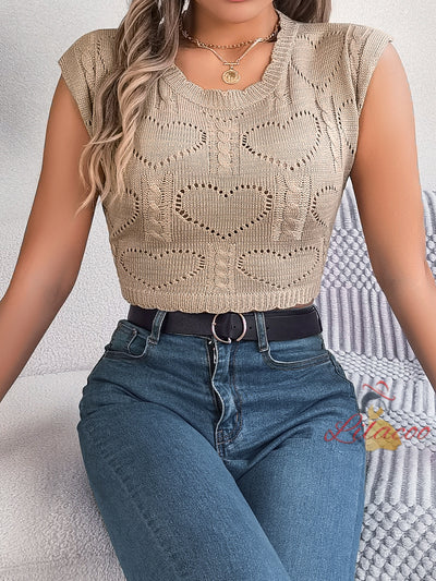 Love Openwork Navel Sweater Top