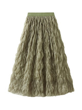 High Waist Slim Mid-length Pleated Yarn Skirt