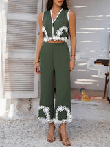 Leisure and Holiday Contrast Pants Suit