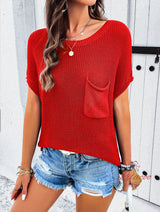 Casual Solid Color Short-sleeved Sweater