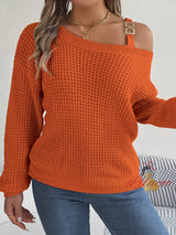 Casual Metal Button Splicing Pullover Sweater