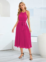 Sexy Sleeveless Pleated Halter Dress