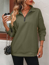 Semi-zipper Long Sleeve Pullover Shirt