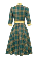 Plaid Turtleneck Bow Retro Dress