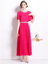 Pleated Chiffon Short Sleeve Party Dress