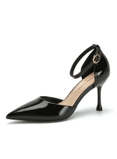 Pointed Thin Heel Patent Leather Sandal