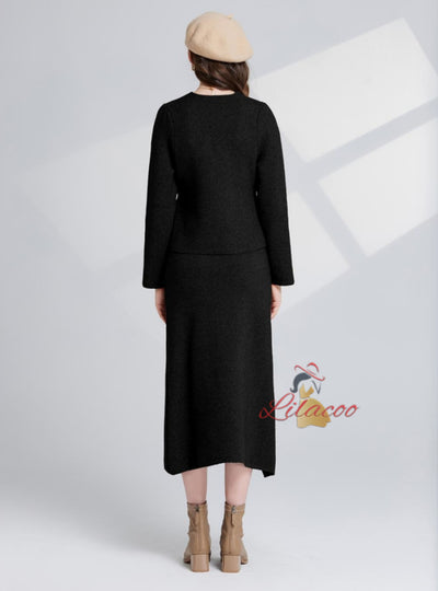 Thickened Sweater Dress+Jacket Two-piece Suit