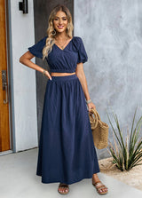 Solid Color Top long Skirt Suit