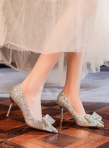 Sequined Butterfly High Heel Wedding Shoes