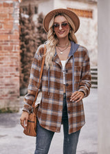 Flannel Plaid Casual Hooded Coat