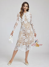 Lace Nail Drill Pearl Coat+Vest Dress