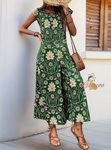 Women Printed Wide-leg Jumpsuit