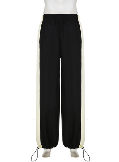 Contrasting Elastic Waist Slacks Pant