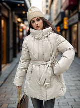 Casual Slim Waist Hooded Cotton-padded Jacket Coat