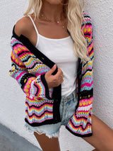 Women Loose Rainbow Striped Sweater