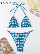 Sexy Three-point Split Printed Swimsuit