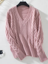 V-neck Pullover Vintage Twisted Sweater