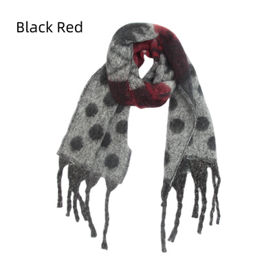 Heavy Tassel Jacquard Polka-dot Christmas Scarf