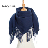 Bristle Solid Color Tassel Square Scarf