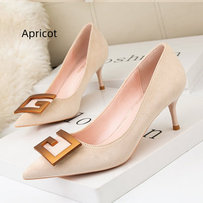 Heel Suede Pointed High-heeled Shoes