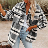 Checked Button Flannel Woolen Shirt Coat