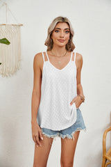 Solid Color V-neck Suspender Vest Loose T-shirt