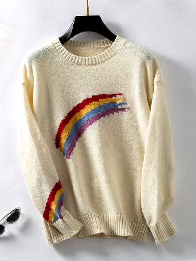 Fashion Rainbow Striped Jacquard Sweater