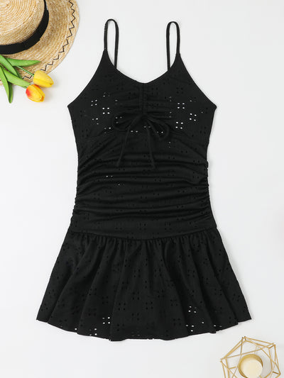 Gather Slim Shoulder Strap One-piece Swimsuit