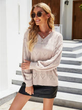 Women V neck Pullover Sweater