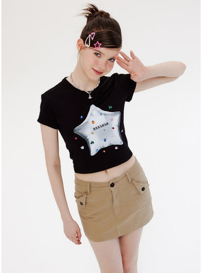 Five-pointed Star Printed Short-sleeved T-shirt