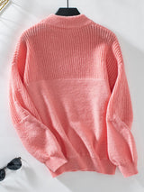 Solid Color Semi-high Neck Loose Sweater