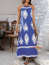 Casual Bohemian Holiday Halter Dress