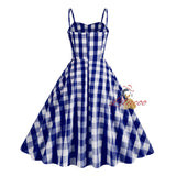 Vintage Plaid Sling Mid-length Dress