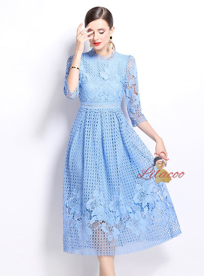 Short Sleeve Slim Lace Dress