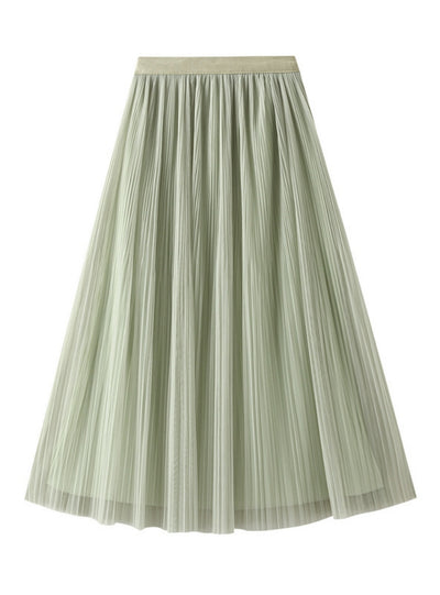 High Waist Pleated Gauze Skirt