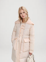 Medium and Long Slim Cotton-padded Horn Buckle Coat