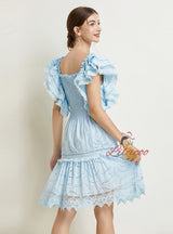 Women Solid Color Fashion Lace Dress