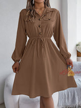 Casual Button Long Sleeve Shirt Dress