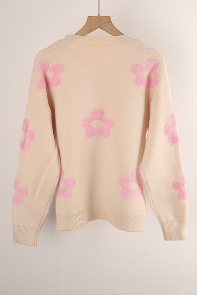 Women Flower Round Neck Sweater