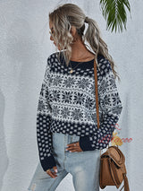 Snowflake Loose Christmas Long-sleeved Round Sweater