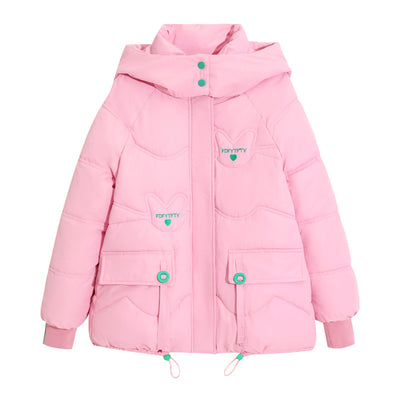 Embroidered Hooded Loose Cotton-padded Jacket Coat